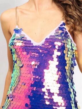 Missi London Pink Gold Iridescent Sequin Backdrop